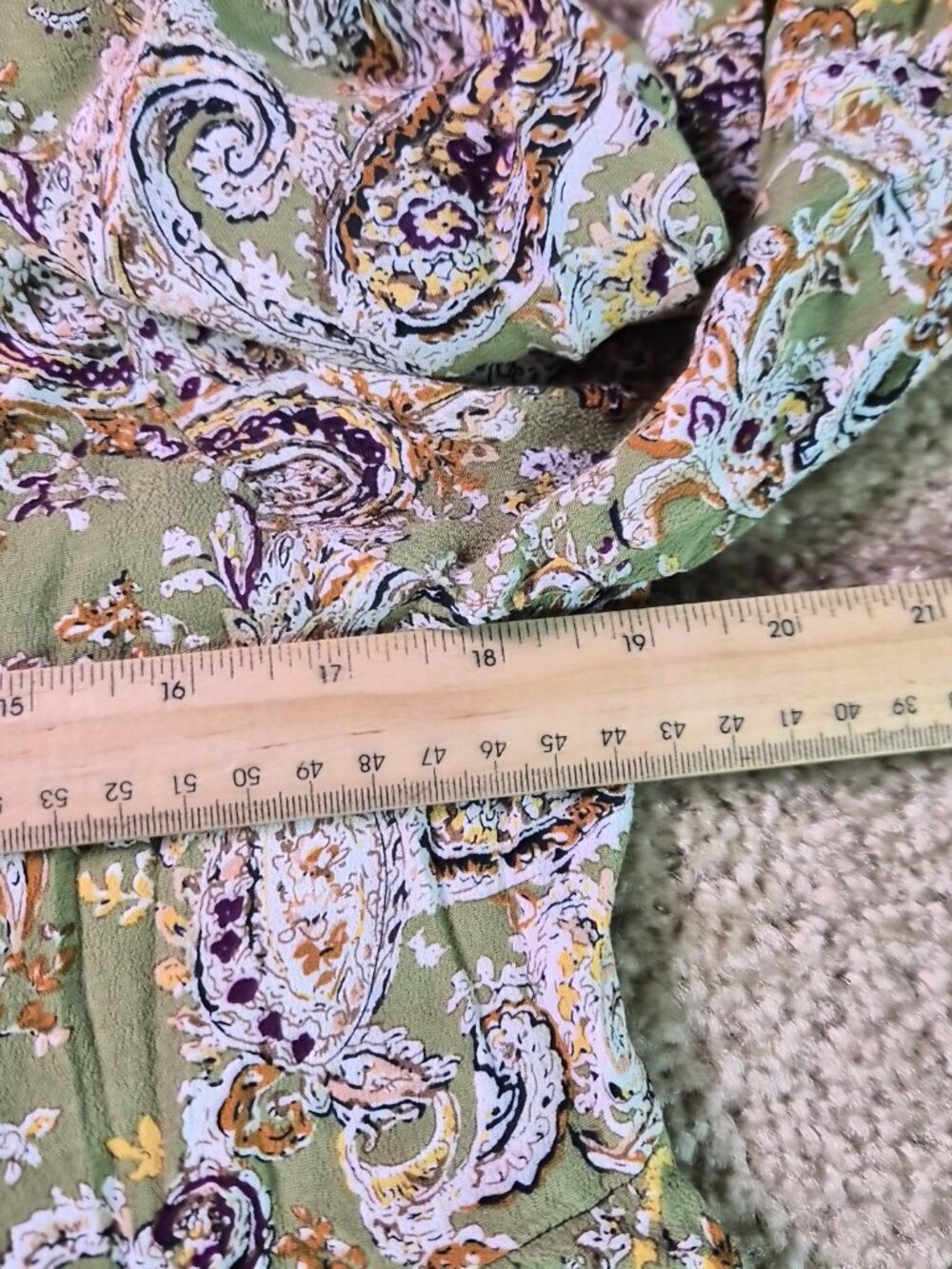 Melloday Womens Size L Green Paisley Smocked Empire Waist Boho Tunic Top F957 - Picture 8 of 11